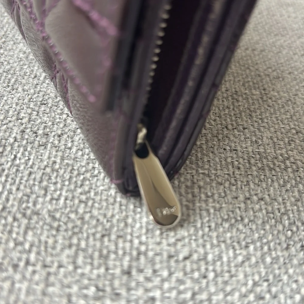 Christian Dior Patent Cannage Lady Dior Rendezvous Wallet dark purple